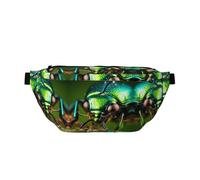 Riñonera para hombres y mujeres con correa ajustable para el hombro, grande, para senderismo, correr, ciclismo, patrones de escarabajo con purpurina, Black, Talla única