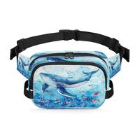 Riñonera para hombres y mujeres, diseño de delfín marino, océano, fantasía, mundo submarino, ajustable e impermeable, para viajes, deportes, senderismo, correr, Delfín marino, Talla única