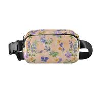 Riñonera para hombres y mujeres, diseño de flores de primavera, peonías, mariposas, color blanco, resistente al agua, bolsa de viaje para gimnasio, Spring Flowers Pansy Butterflies Bees Peach, 1 size