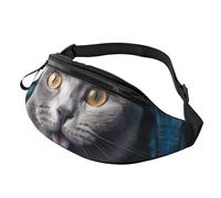 Riñonera para hombres y mujeres, mochila bandolera para todas partes, bolsa cruzada con flores coloridas, Gato azul que sobresale la lengua, Talla única