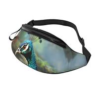 Riñonera para hombres y mujeres, mochila bandolera para todas partes, bolsa de cinturón colorida con pintura de acuarela, Pavo real colorido, Talla única