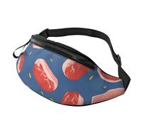 Riñonera para hombres y mujeres, mochila bandolera para todas partes, bolsa de cinturón negro con ojos verdes y gatos, Patrón de rodajas de carne, Talla única