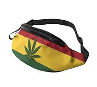 Riñonera para hombres y mujeres, para fumar marihuana, bandera de Jamaica, cinturón ajustable, riñonera para senderismo, viajes, casual, correr, senderismo, ciclismo, Black, Talla única, Riñoneras