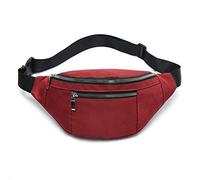 Riñonera para hombres y mujeres, resistente al agua, con correa ajustable para viajes, senderismo, correr, deportes al aire libre., (sin agujero para auriculares) rojo, Talla única