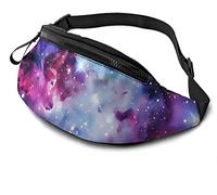 Riñonera para Hombres y Mujeres, riñonera con diseño de Lobo Espacial Brillante con Orificio para Auriculares, riñonera Ligera con Correa Ajustable para Viajes al Aire Libre