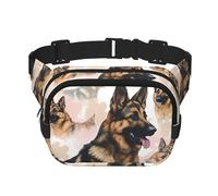 Riñonera para los amantes de los perros pastores alemanes para mujer, impermeable, ajustable, riñonera, bolsa cruzada casual para correr, entrenamiento, senderismo, viajes, color negro, talla única,