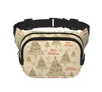 Riñonera para mujer con estampado de árbol de Navidad con correa ajustable para entrenamiento, correr, senderismo, riñonera cruzada, Black, Talla única