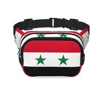 Riñonera para mujer con estampado de bandera de la República Árabe Siria con correa ajustable para entrenamiento, correr, senderismo, riñonera cruzada, Black, Talla única
