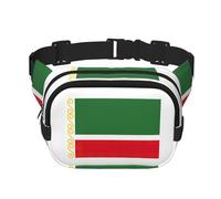 Riñonera para mujer con estampado de bandera de la República de Chechena con correa ajustable para entrenamiento, correr, senderismo, riñonera cruzada, Black, Talla única