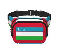 Riñonera para mujer con estampado de bandera de la República de Uzbekistán con correa ajustable para entrenamiento, correr, senderismo, riñonera cruzada, Black, Talla única