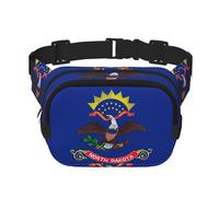 Riñonera para mujer con estampado de bandera del estado de Dakota del Norte con correa ajustable para entrenamiento, correr, senderismo, riñonera cruzada, Black, Talla única