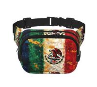 Riñonera para mujer con estampado de bandera mexicana americana con correa ajustable para entrenamiento, correr, senderismo, riñonera cruzada, Black, Talla única