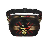 Riñonera para mujer con estampado de bandera pirata con correa ajustable para entrenamiento, correr, senderismo, riñonera cruzada, Black, Talla única