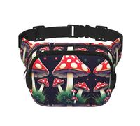Riñonera para mujer con estampado de hongos mágicos, riñonera para uso diario, viajes, al aire libre, correr, caza, para adultos, Negro -, Talla única