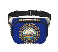 Riñonera para mujer con estampado de la bandera del estado de New Hampshire, riñonera para uso diario, viajes, al aire libre, correr, caza, para adultos, Negro -, Talla única