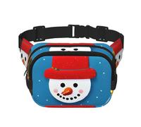 Riñonera para mujer con estampado de muñeco de nieve de Navidad con correa ajustable para entrenamiento, correr, senderismo, riñonera cruzada, Black, Talla única