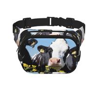Riñonera para mujer con estampado de vacas blancas y negras con correa ajustable para entrenamiento, correr, senderismo, riñonera cruzada, Black, Talla única
