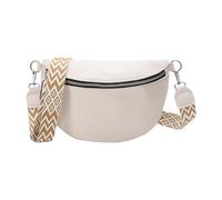 Riñonera para mujer, cruzada, correa ancha ajustable con cremallera, de piel, color negro, Blanco, 11.02 inches, Bolso cruzado para mujer