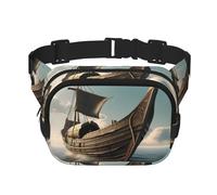 Riñonera para mujer, diseño de barco vikingo, para uso diario, viajes, al aire libre, correr, caza, para adultos, Negro -, Talla única