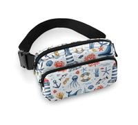 Riñonera para mujer - Riñonera náutica de acuarela para mujer, bolso cruzado para mujer
