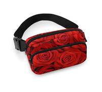 Riñonera para Mujer y Hombre, Grande, con Muchas Rosas, para Senderismo, pasear al Perro, Correr, Viajar, Large Many Rose, 20x13cm