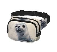 Riñonera para mujeres y hombres, bolsa de cinturón con estampado de sello de arpa, bolsas de cintura con correas ajustables, bolsa de pecho, bolsa cruzada de viaje, color negro, talla única, Black,