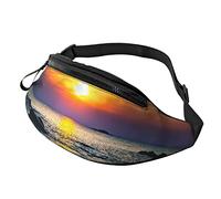 Riñonera para Mujeres y Hombres Colorido Sol sobre Las Olas del mar Manos Libres riñonera Monedero Walking The Dog Bum Bag