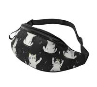 Riñonera para mujeres y hombres, con correa ajustable, ligera e impermeable, Black Cat 16, Talla única, Mochila de trekking