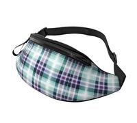 Riñonera para mujeres y hombres, con correa ajustable, ligera e impermeable, Cuadros azules 18, Talla única, Mochila de trekking