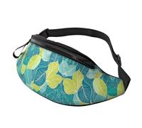 Riñonera para mujeres y hombres, con correa ajustable, ligera e impermeable, Estampado de hojas 8, Talla única, Mochila de trekking