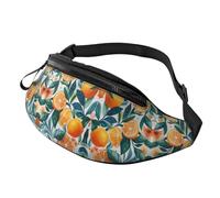 Riñonera para mujeres y hombres, con correa ajustable, ligera e impermeable, Hojas de fruta naranja 7, Talla única, Mochila de trekking