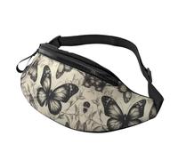 Riñonera para mujeres y hombres, con correa ajustable, ligera e impermeable, Mariposas 1, Talla única, Mochila de trekking