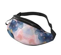 Riñonera para mujeres y hombres, con correa ajustable, ligera e impermeable, Mármol rosa azul 4, Talla única, Mochila de trekking