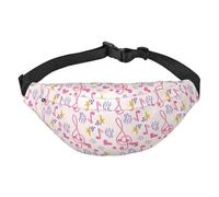 Riñonera para Mujeres y Hombres, Notas Musicales en Colores Pastel, Corazones, Estrellas, riñonera Grande para Entrenamiento, Senderismo, Correr, Viajes, Talla única