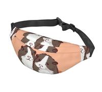 Riñonera para mujeres y hombres, riñonera ajustable, dos conejillos de indias, bolsas cruzadas para viajes, color negro, talla única, Black, Talla única