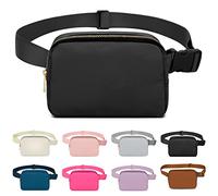 Riñonera para Mujeres y Hombres, Riñonera de Moda, Riñonera Viaje Impermeable Ajustable para Viajes, Caminatas, Campamentos, Bicicleta, Correr, Deportes al Aire Libre (Negro)