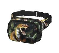 Riñonera para mujeres y hombres, riñonera de serpiente cobra con correas ajustables, bolsa de pecho, bolsa cruzada de viaje, color negro, talla única, Black, Talla única