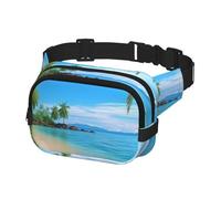 Riñonera para mujeres y hombres, riñonera hawaiana con palmeras, con correas ajustables, bolsa de pecho, bolsa cruzada de viaje, color negro, talla única, Black, Talla única