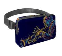 Riñonera para mujeres y hombres, riñonera para exteriores, riñonera delgada para correr, caminar, trotar, senderismo, viajes, entrenamiento, trompetista de jazz, multicolor, 1.5x9.0x5.9in/4x23x15cm,