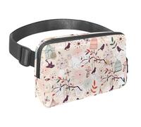 Riñonera para mujeres y hombres, riñonera para exteriores, riñonera delgada para correr, caminar, trotar, senderismo, viajes, entrenamiento, pájaros y ramas de jaula de pájaros, multicolor,