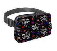 Riñonera para mujeres y hombres, riñonera para exteriores, riñonera delgada para correr, caminar, trotar, senderismo, viajes, entrenamiento, calaveras y huesos, multicolor, 1.5x9.0x5.9in/4x23x15cm,