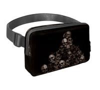 Riñonera para mujeres y hombres, riñonera para exteriores, riñonera delgada para correr, caminar, trotar, senderismo, viajes, entrenamiento, pila de calavera y huesos, multicolor,