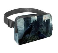 Riñonera para mujeres y hombres, riñonera para exteriores, riñonera delgada para correr, caminar, trotar, senderismo, viajes, entrenamiento, cuervos negros antes del castillo, multicolor,