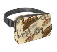 Riñonera para mujeres y hombres, riñonera para exteriores, riñonera delgada para correr, caminar, trotar, senderismo, viajes, entrenamiento, tren vintage en la ciudad, multicolor,