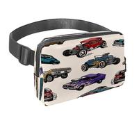 Riñonera para mujeres y hombres, riñonera para exteriores, riñonera delgada para correr, caminar, trotar, senderismo, viajes, entrenamiento, estilo vintage American Muscle Cars, multicolor,