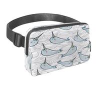 Riñonera para mujeres y hombres, riñonera para exteriores, riñonera delgada para correr, caminar, trotar, senderismo, viajes, entrenamiento, manatí de dibujos animados y olas de mar, multicolor,