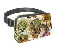 Riñonera para mujeres y hombres, riñonera para exteriores, riñonera delgada para correr, caminar, trotar, senderismo, viajes, entrenamiento, dinosaurio, acuarela animal prehistórico, multicolor,