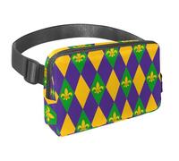 Riñonera para mujeres y hombres, riñonera para exteriores, riñonera delgada para correr, caminar, trotar, senderismo, viajes, entrenamiento, patrón de Mardi Gras, multicolor, 1.5x9.0x5.9in/4x23x15cm,