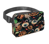 Riñonera para mujeres y hombres, riñonera para exteriores, riñonera delgada para correr, caminar, trotar, senderismo, viajes, entrenamiento, Halloween, globo ocular humano, caramelo quemado de huesos