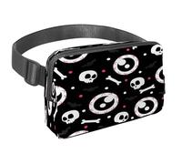 Riñonera para mujeres y hombres, riñonera para exteriores, riñonera delgada para correr, caminar, trotar, senderismo, viajes, entrenamiento, huesos de calavera y globo ocular, multicolor,